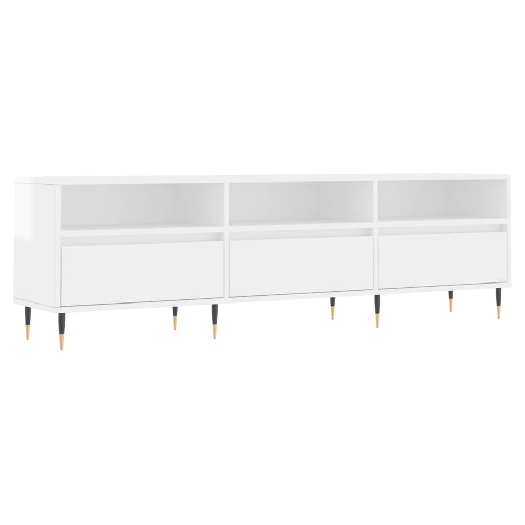 Mobile Porta TV Bianco Lucido 150x30x44,5 cm Legno Multistrato - homemem39