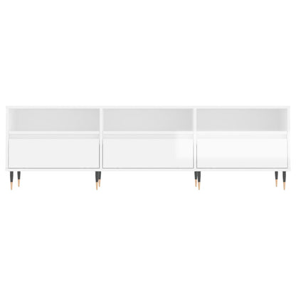 Mobile Porta TV Bianco Lucido 150x30x44,5 cm Legno Multistrato - homemem39