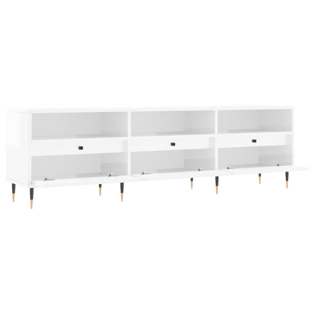 Mobile Porta TV Bianco Lucido 150x30x44,5 cm Legno Multistrato - homemem39