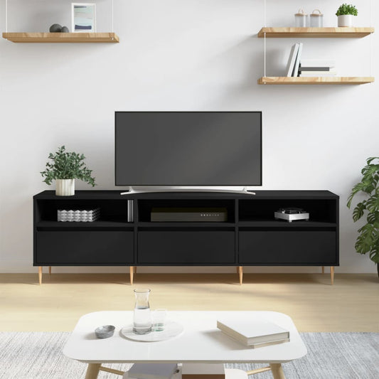 Mobile Porta TV Nero 150x30x44,5 cm in Legno Multistrato - homemem39