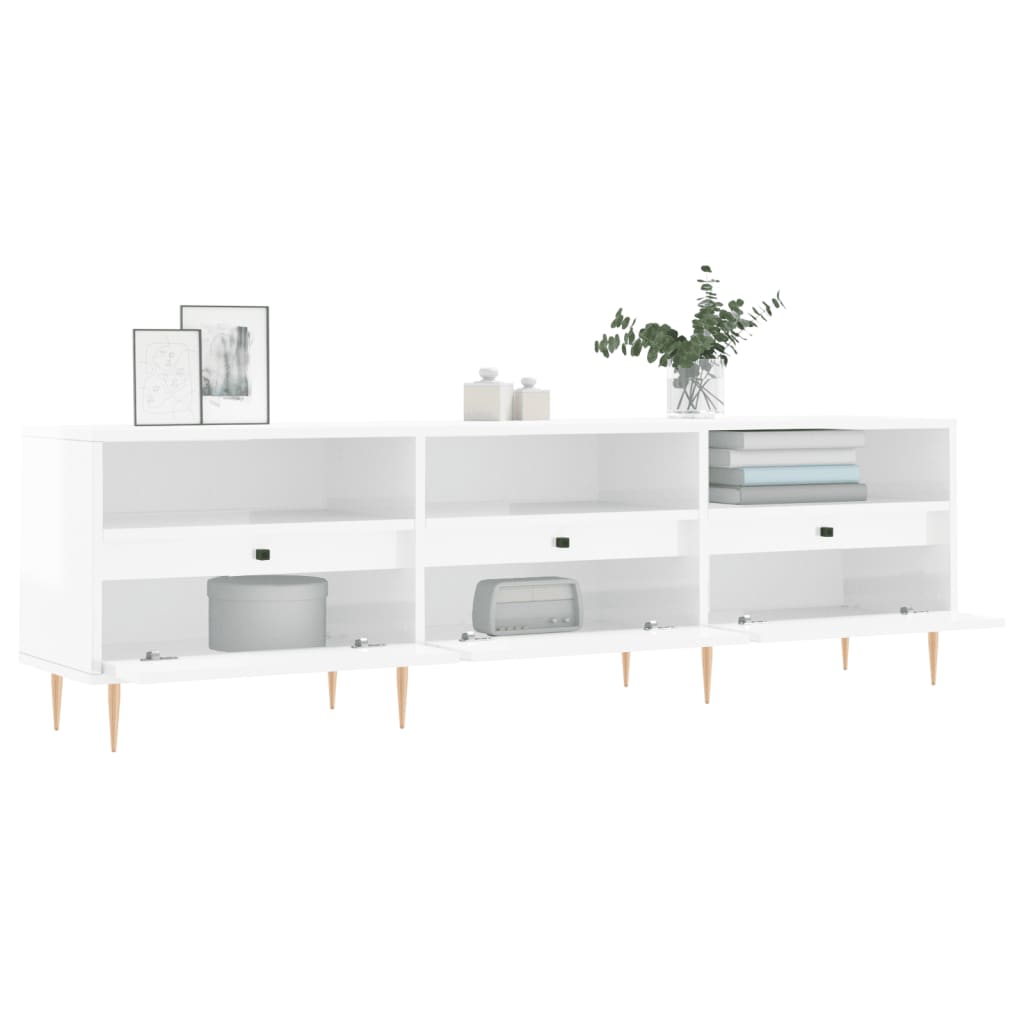 Mobile Porta TV Bianco Lucido 150x30x44,5 cm Legno Multistrato - homemem39