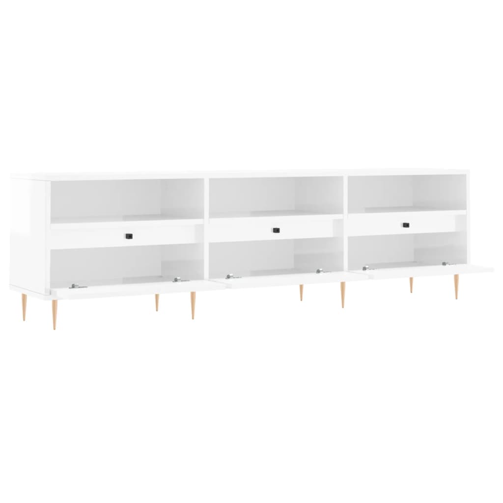 Mobile Porta TV Bianco Lucido 150x30x44,5 cm Legno Multistrato - homemem39