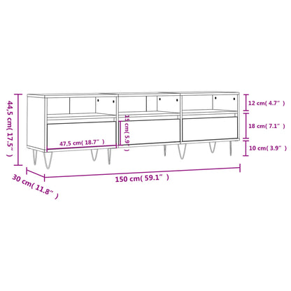 Mobile Porta TV Grigio Sonoma 150x30x44,5 cm Legno Multistrato - homemem39