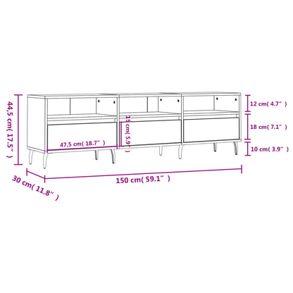 Mobile Porta TV Bianco 150x30x44,5 cm in Legno Multistrato - homemem39