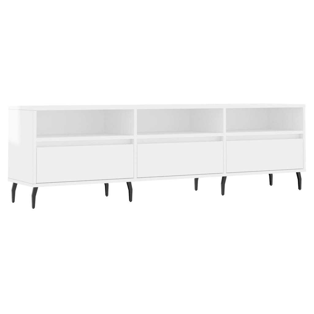 Mobile Porta TV Bianco Lucido 150x30x44,5 cm Legno Multistrato - homemem39