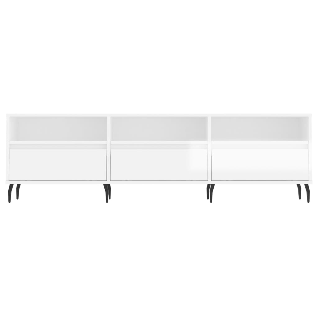 Mobile Porta TV Bianco Lucido 150x30x44,5 cm Legno Multistrato - homemem39