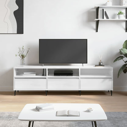 Mobile Porta TV Bianco Lucido 150x30x44,5 cm Legno Multistrato - homemem39