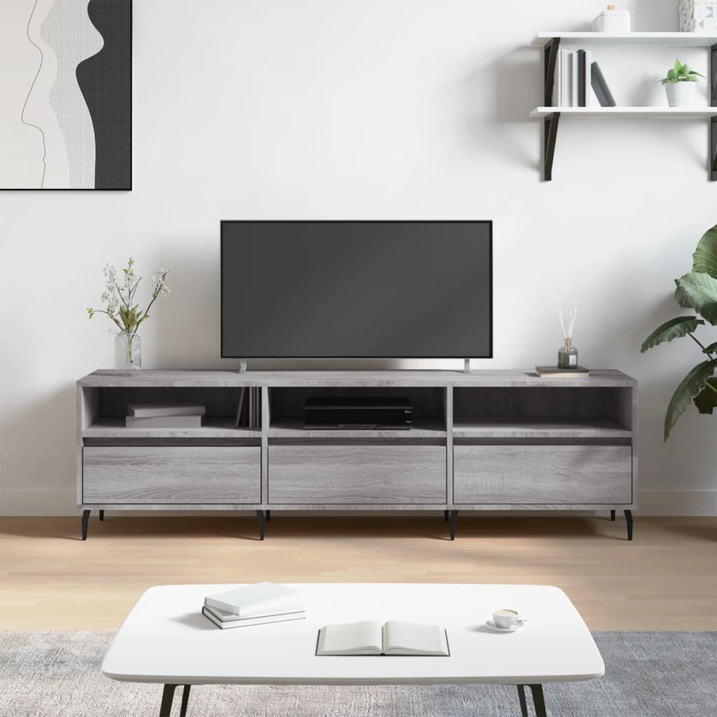 Mobile Porta TV Grigio Sonoma 150x30x44,5 cm Legno Multistrato - homemem39