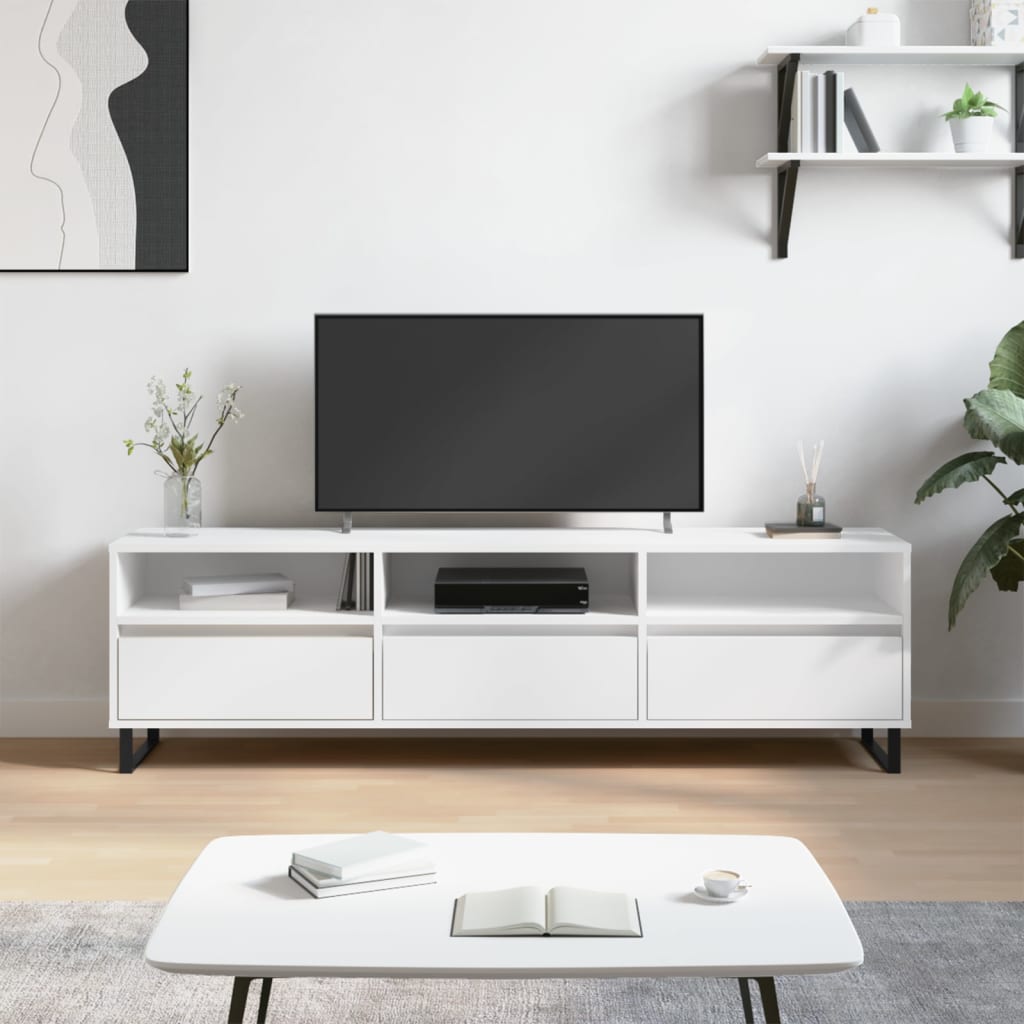 Mobile Porta TV Bianco 150x30x44,5 cm in Legno Multistrato - homemem39