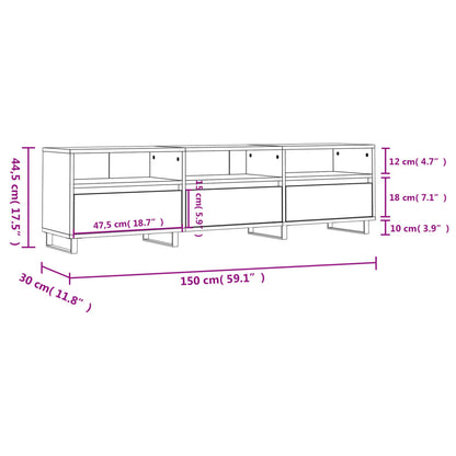 Mobile Porta TV Nero 150x30x44,5 cm in Legno Multistrato - homemem39