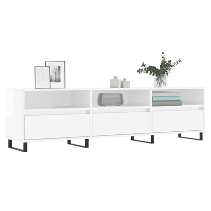 Mobile Porta TV Bianco Lucido 150x30x44,5 cm Legno Multistrato - homemem39