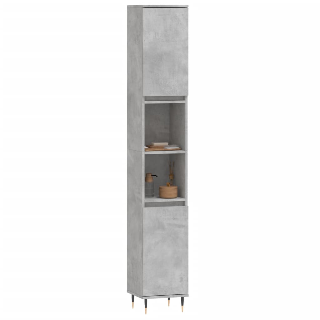 Armadietto Bagno Grigio Cemento 30x30x190 cm Legno Multistrato - homemem39