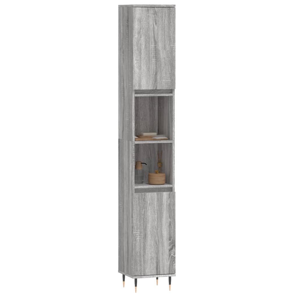 Armadietto Bagno Grigio Sonoma 30x30x190cm in Legno Multistrato - homemem39