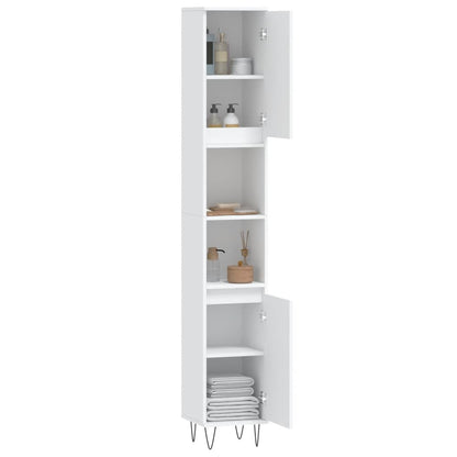 Armadietto da Bagno Bianco 30x30x190 cm in Legno Multistrato - homemem39