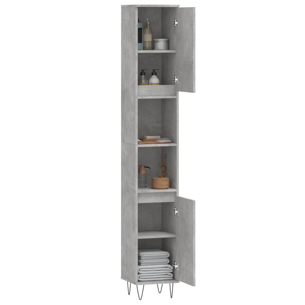 Armadietto Bagno Grigio Cemento 30x30x190 cm Legno Multistrato - homemem39