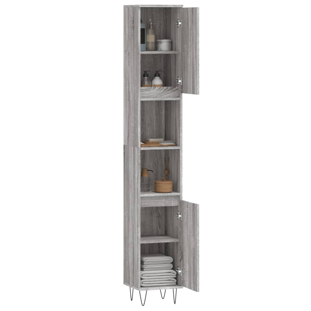 Armadietto Bagno Grigio Sonoma 30x30x190cm in Legno Multistrato - homemem39