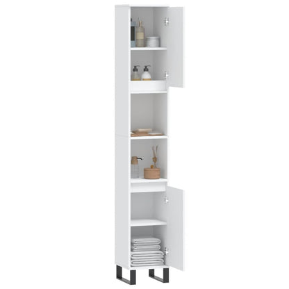 Armadietto da Bagno Bianco 30x30x190 cm in Legno Multistrato - homemem39