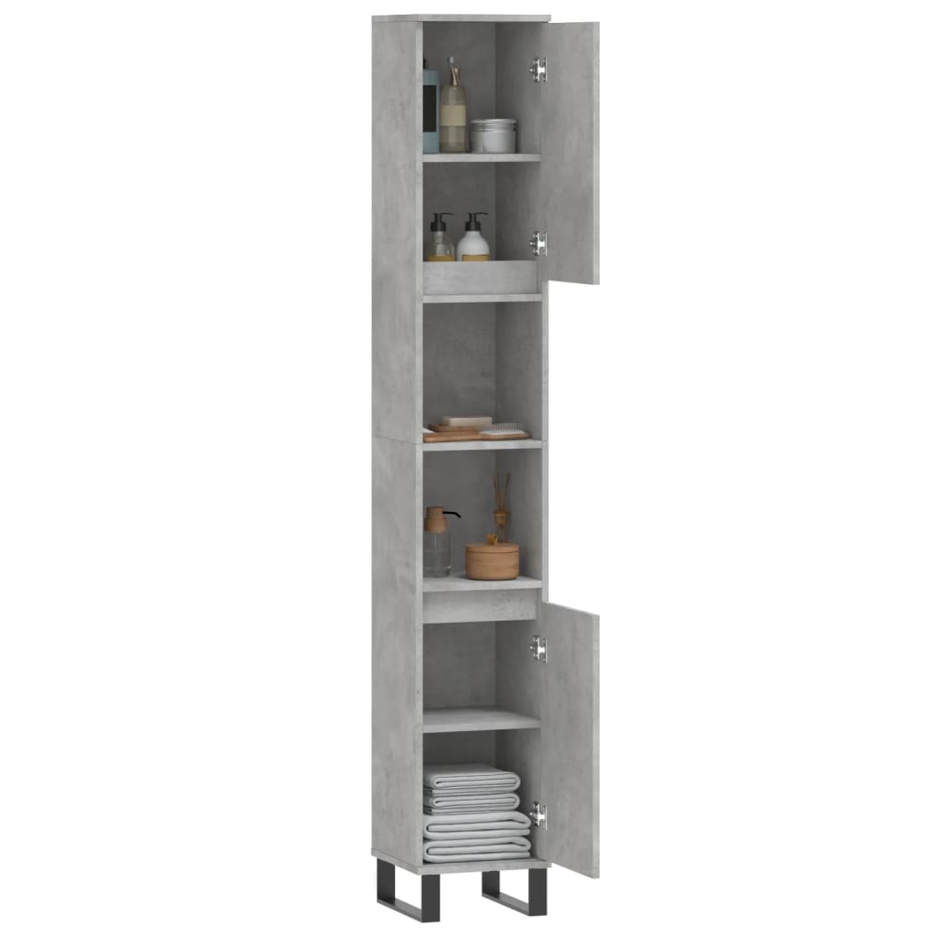 Armadietto Bagno Grigio Cemento 30x30x190 cm Legno Multistrato - homemem39