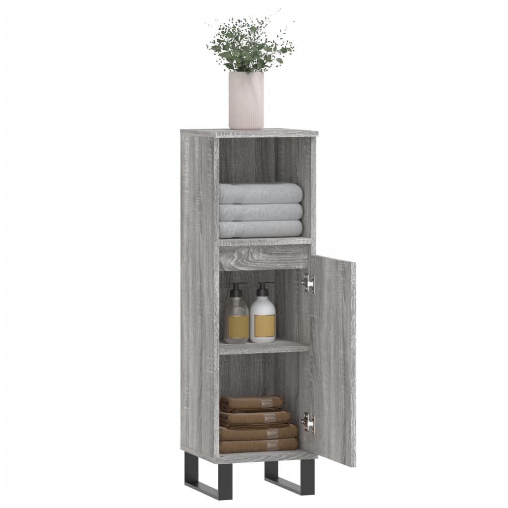 Armadietto Bagno Grigio Sonoma 30x30x100cm in Legno Multistrato - homemem39