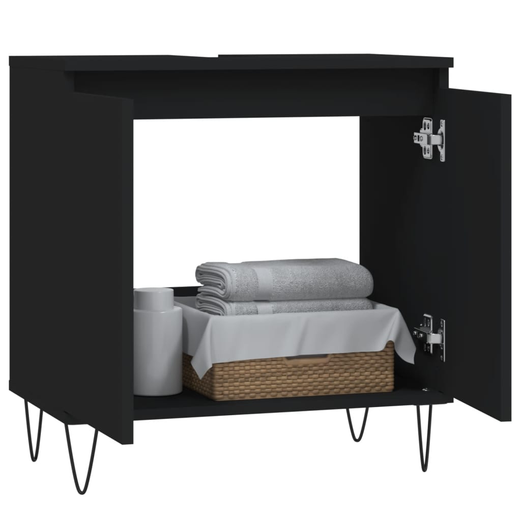 Mobile da Bagno Nero 58x33x60 cm in Legno Multistrato - homemem39