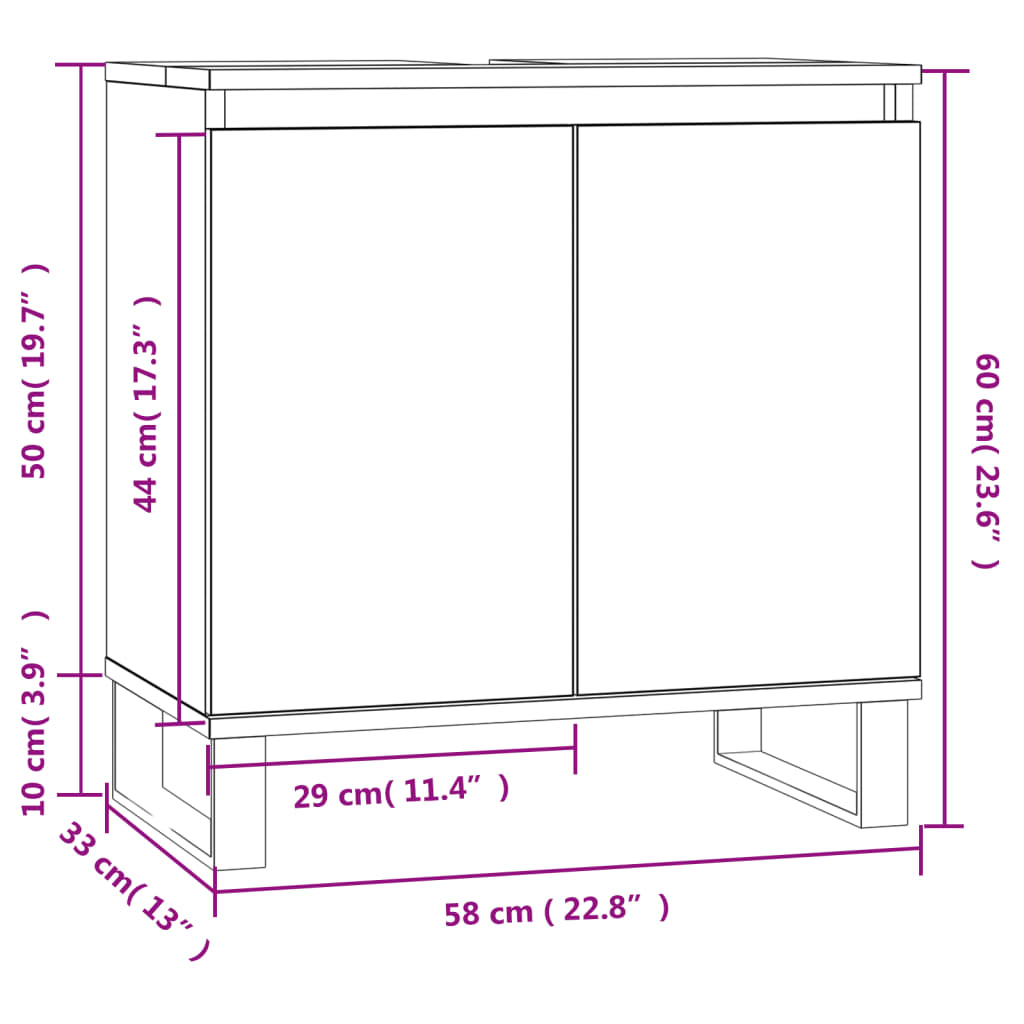 Mobile da Bagno Bianco 58x33x60 cm in Legno Multistrato - homemem39