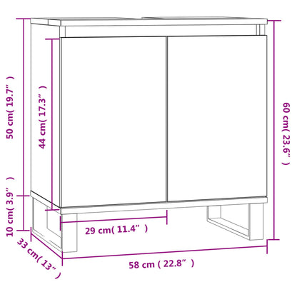 Mobile da Bagno Bianco 58x33x60 cm in Legno Multistrato - homemem39