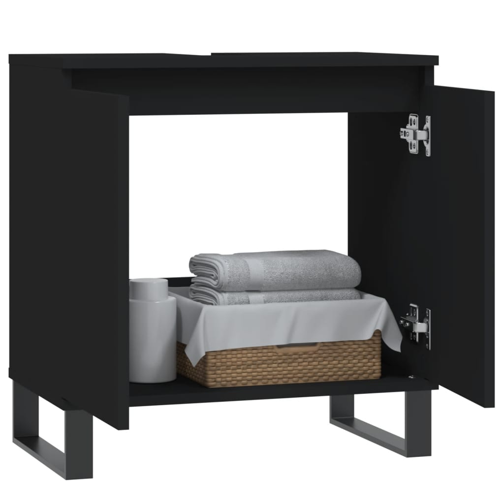 Mobile da Bagno Nero 58x33x60 cm in Legno Multistrato - homemem39