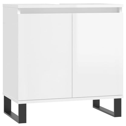 Armadietto Bagno Bianco Lucido 58x33x60cm in Legno Multistrato - homemem39