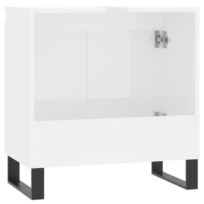 Armadietto Bagno Bianco Lucido 58x33x60cm in Legno Multistrato - homemem39