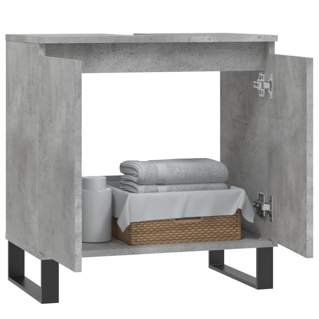 Armadietto da Bagno Grigio Cemento 58x33x60cm Legno Multistrato - homemem39