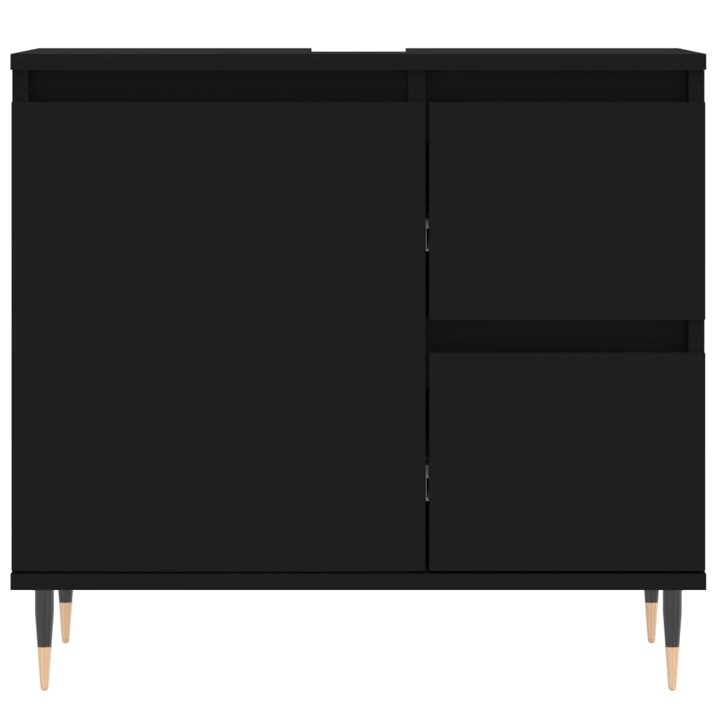 Armadietto da Bagno Nero 65x33x60 cm in Legno Multistrato - homemem39