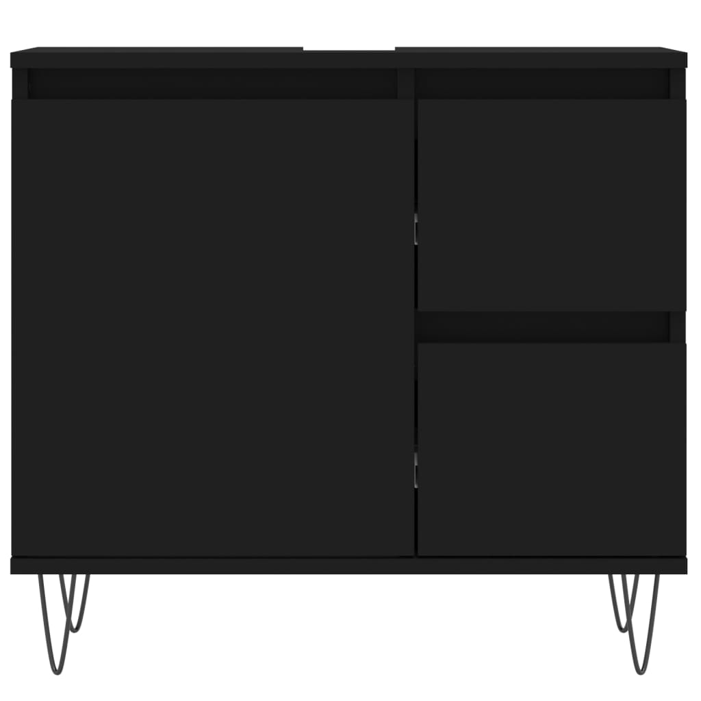 Armadietto da Bagno Nero 65x33x60 cm in Legno Multistrato - homemem39