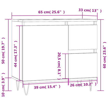 Armadietto da Bagno Nero 65x33x60 cm in Legno Multistrato - homemem39