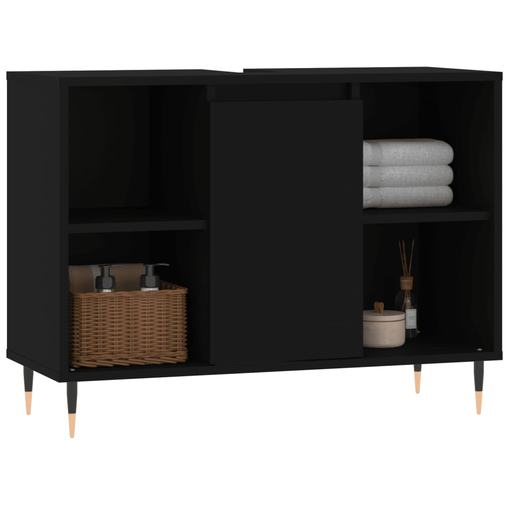 Mobile da Bagno Nero 80x33x60 cm in Legno Multistrato - homemem39