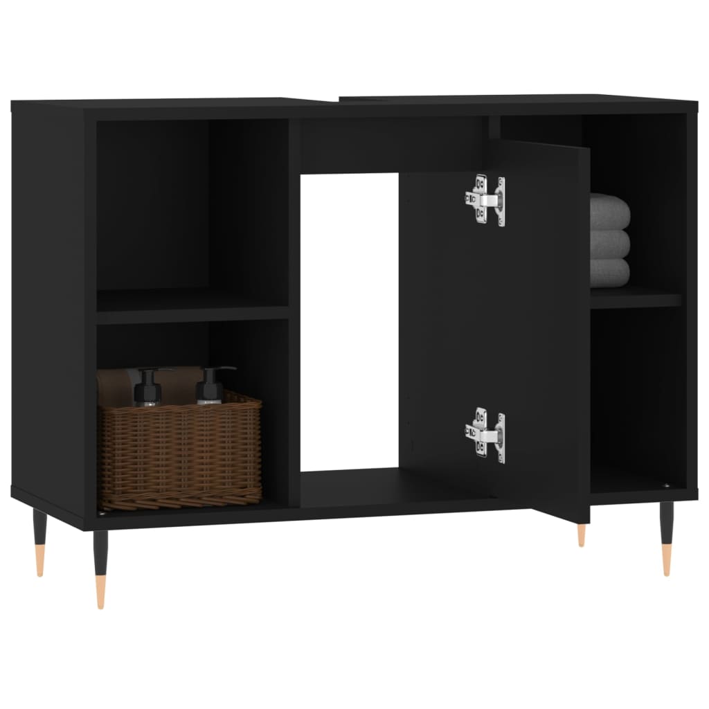 Mobile da Bagno Nero 80x33x60 cm in Legno Multistrato - homemem39