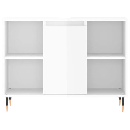 Armadietto Bagno Bianco Lucido 80x33x60cm in Legno Multistrato - homemem39