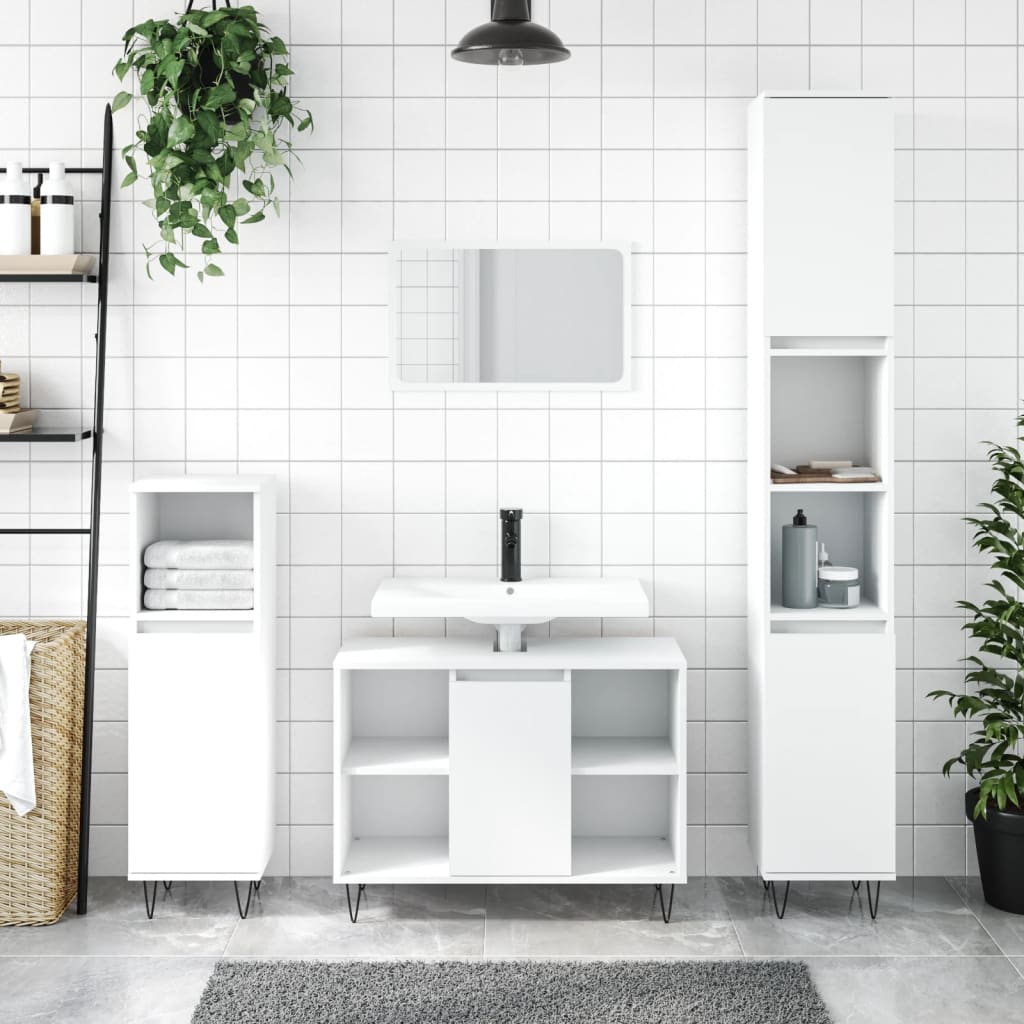 Mobile da Bagno Bianco 80x33x60 cm in Legno Multistrato - homemem39