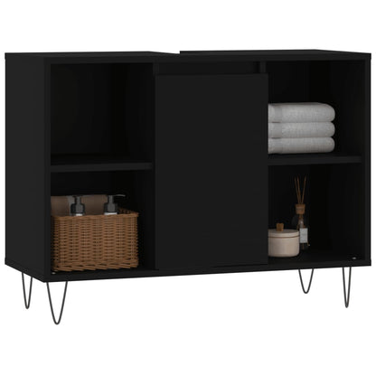 Mobile da Bagno Nero 80x33x60 cm in Legno Multistrato - homemem39