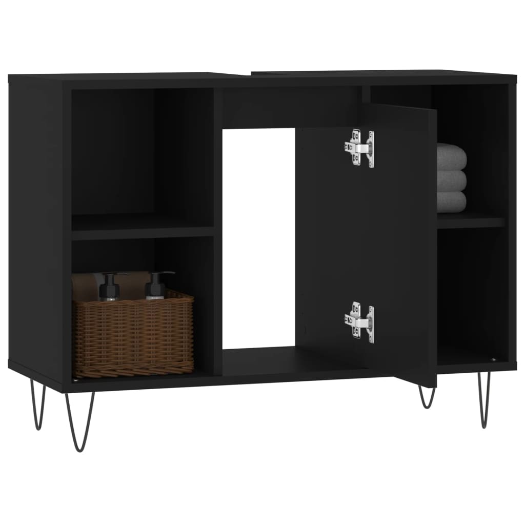 Mobile da Bagno Nero 80x33x60 cm in Legno Multistrato - homemem39