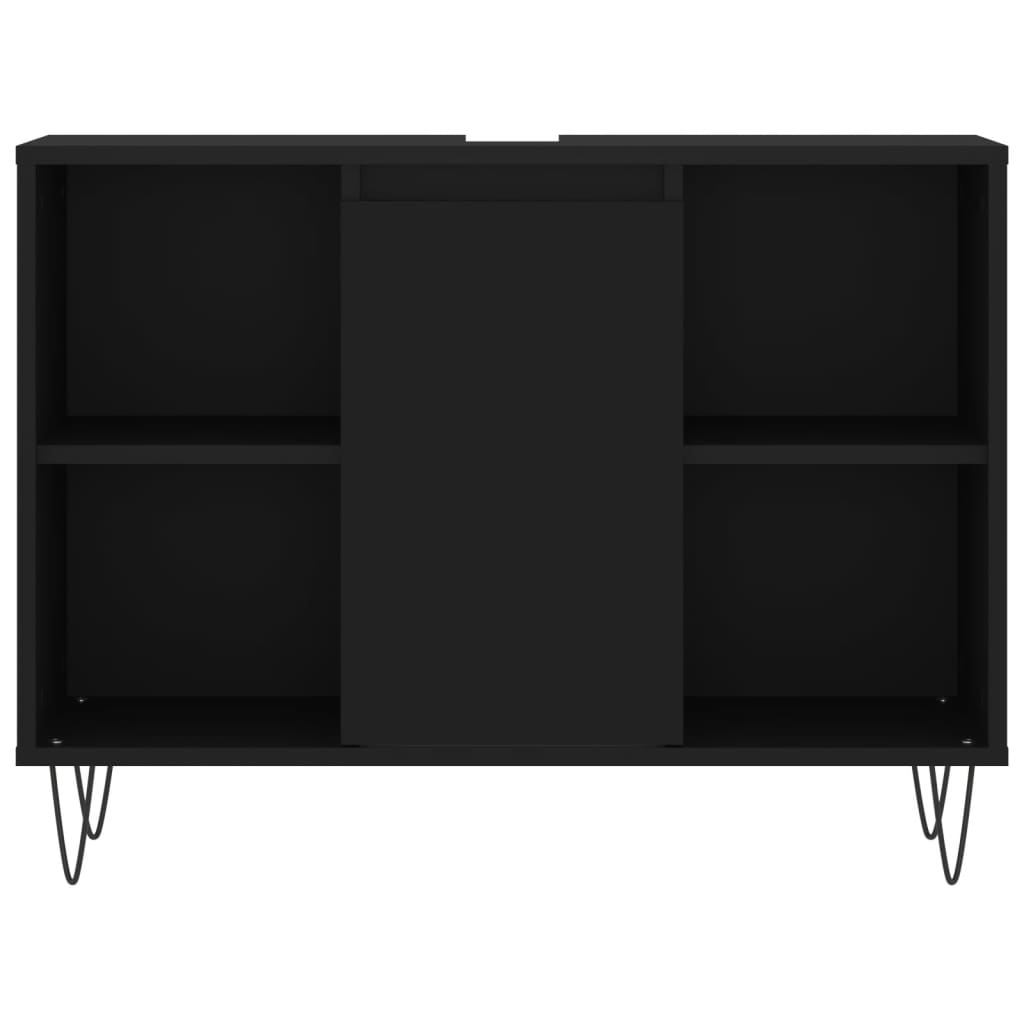 Mobile da Bagno Nero 80x33x60 cm in Legno Multistrato - homemem39