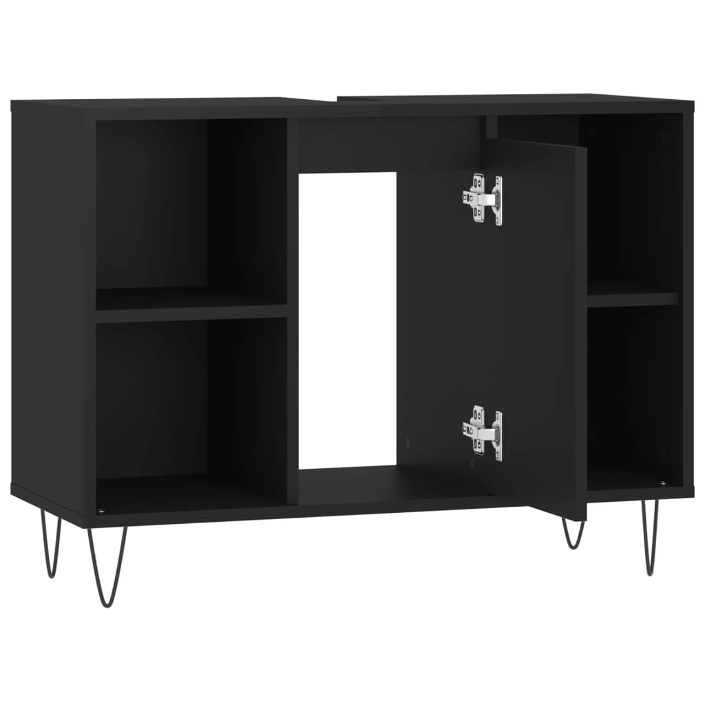 Mobile da Bagno Nero 80x33x60 cm in Legno Multistrato - homemem39