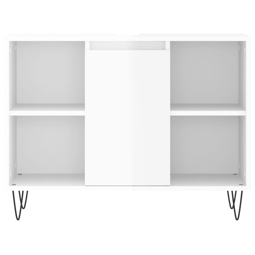 Armadietto Bagno Bianco Lucido 80x33x60cm in Legno Multistrato - homemem39