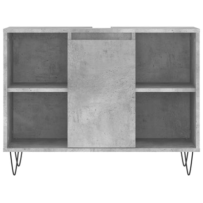 Armadietto da Bagno Grigio Cemento 80x33x60cm Legno Multistrato - homemem39