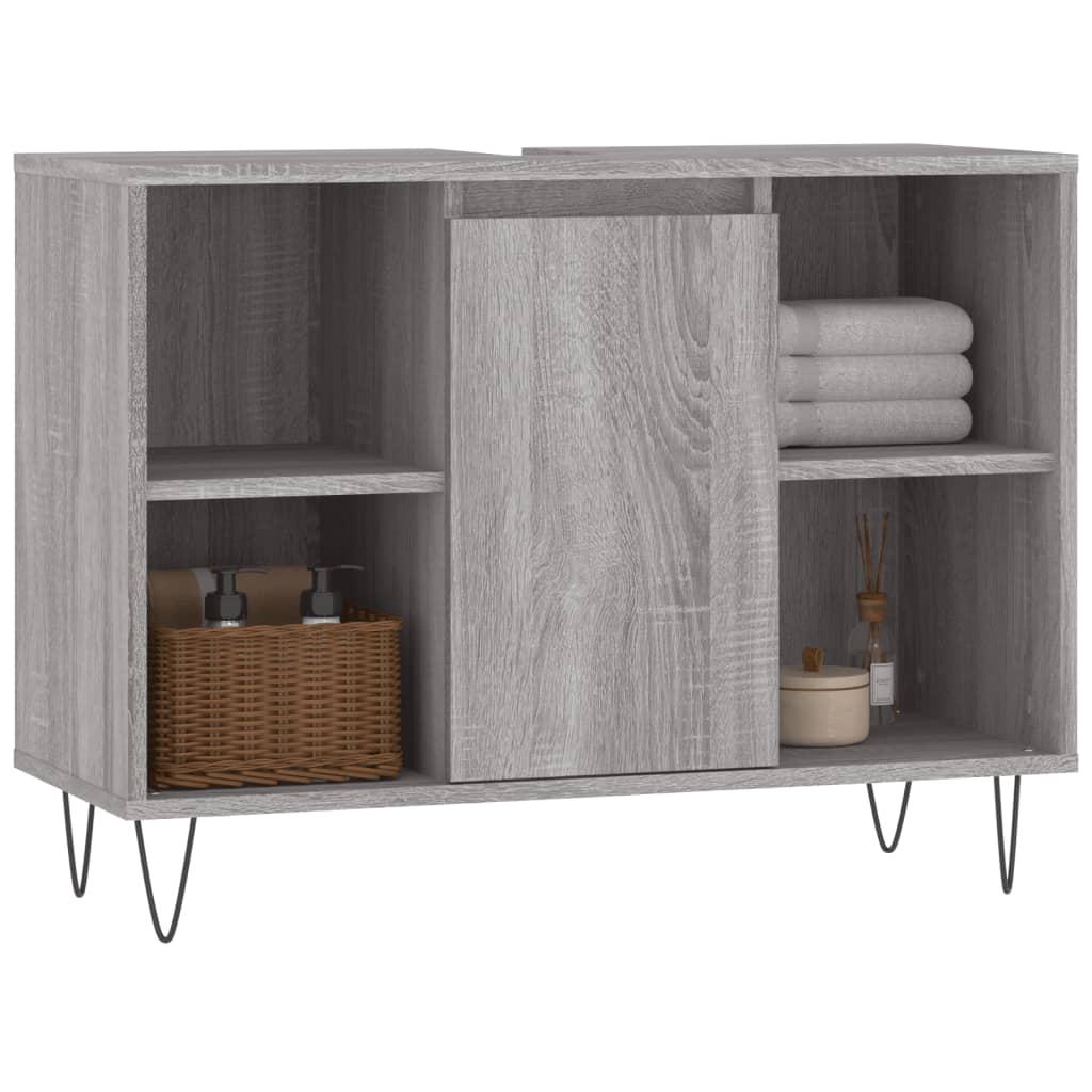 Mobile da Bagno Grigio Sonoma 80x33x60 cm in Legno Multistrato - homemem39