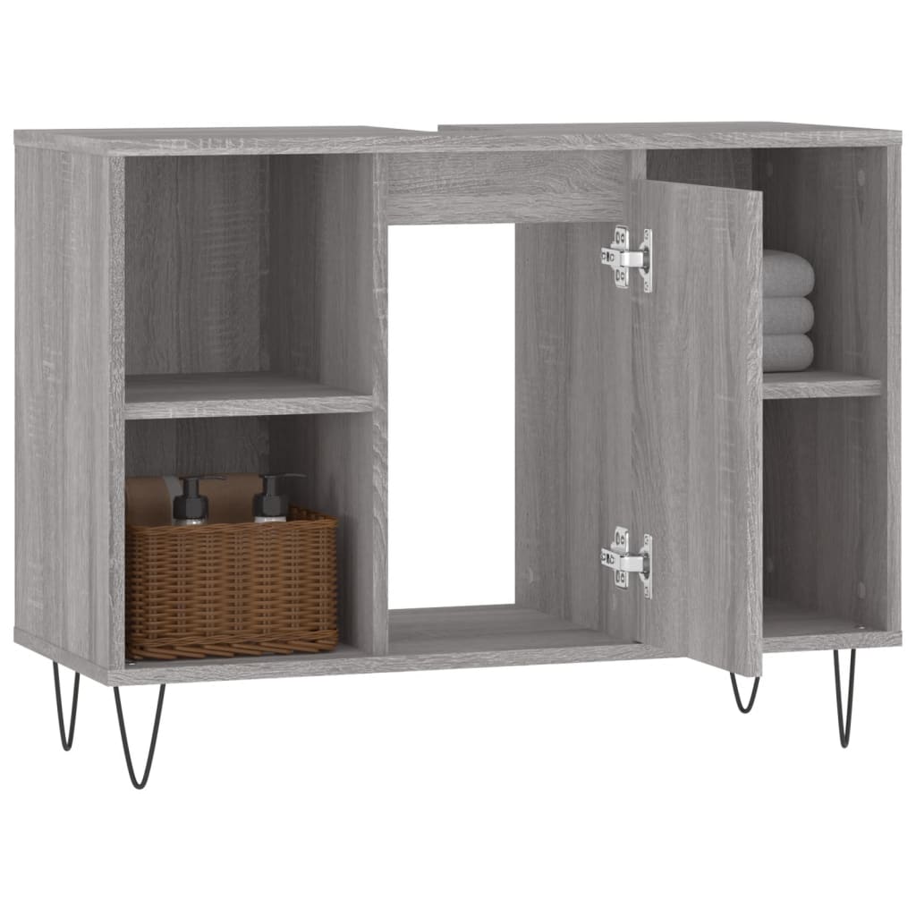 Mobile da Bagno Grigio Sonoma 80x33x60 cm in Legno Multistrato - homemem39