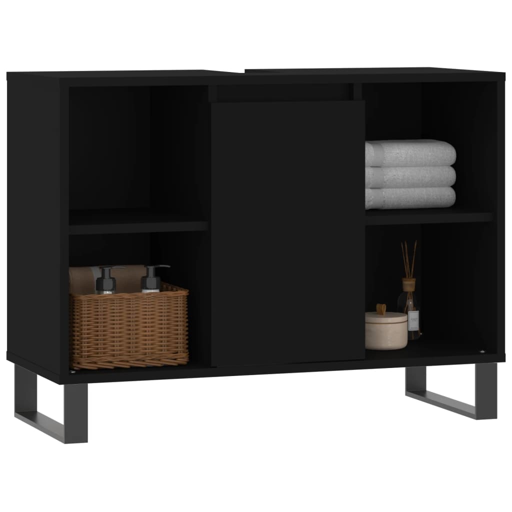 Mobile da Bagno Nero 80x33x60 cm in Legno Multistrato - homemem39