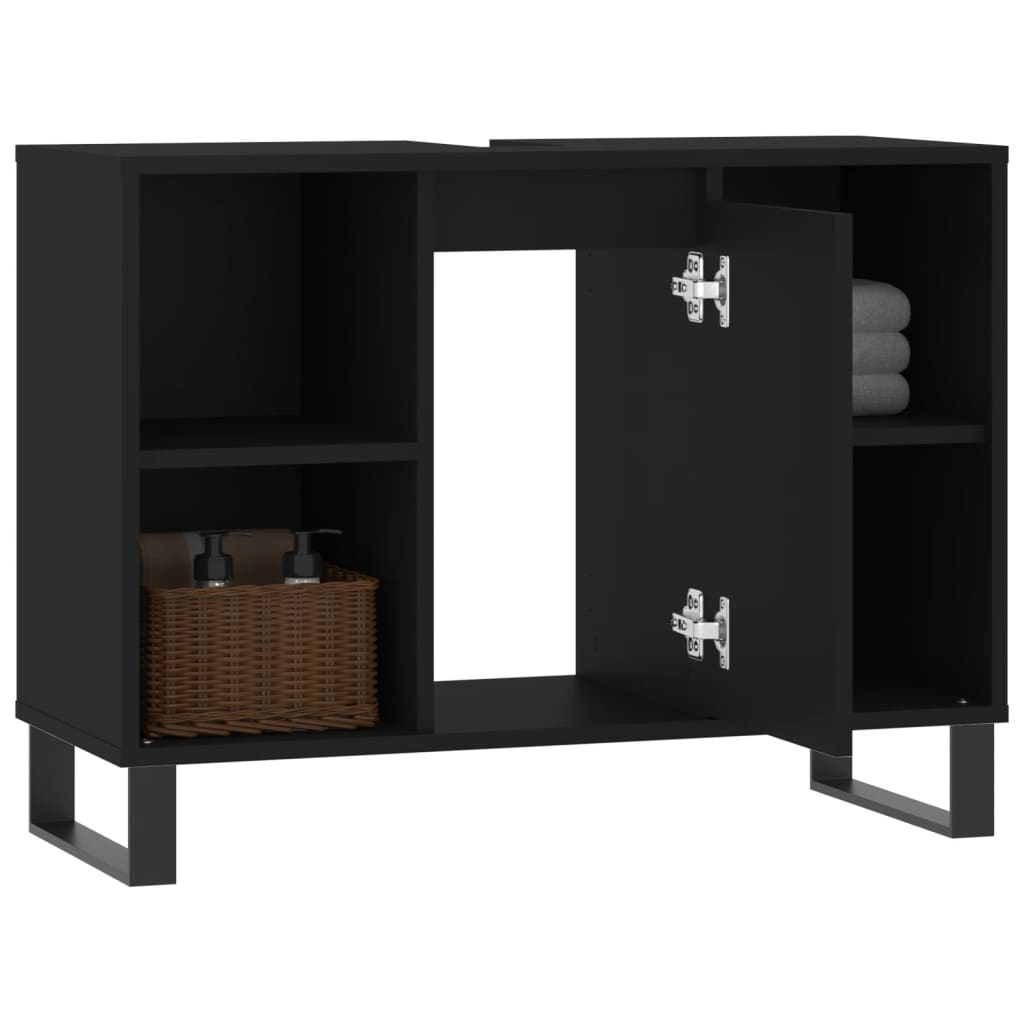 Mobile da Bagno Nero 80x33x60 cm in Legno Multistrato - homemem39