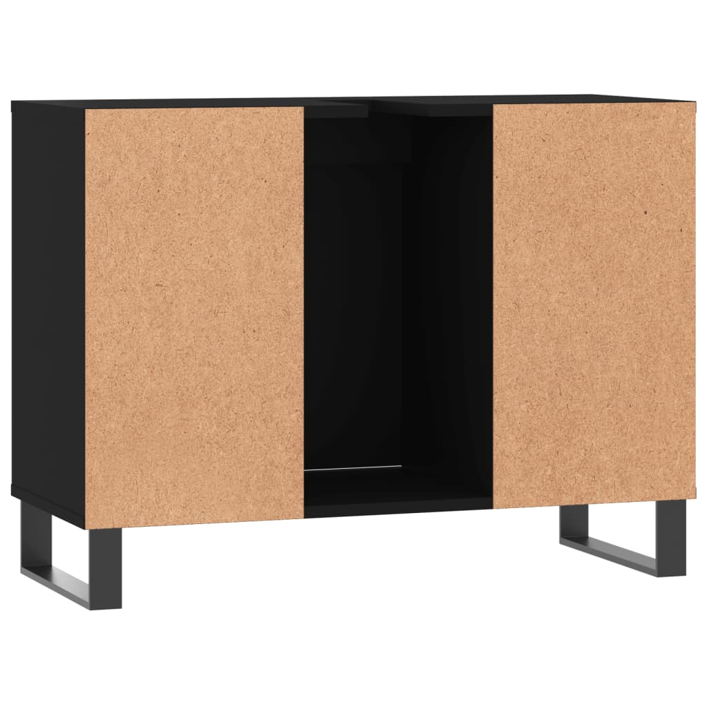 Mobile da Bagno Nero 80x33x60 cm in Legno Multistrato - homemem39