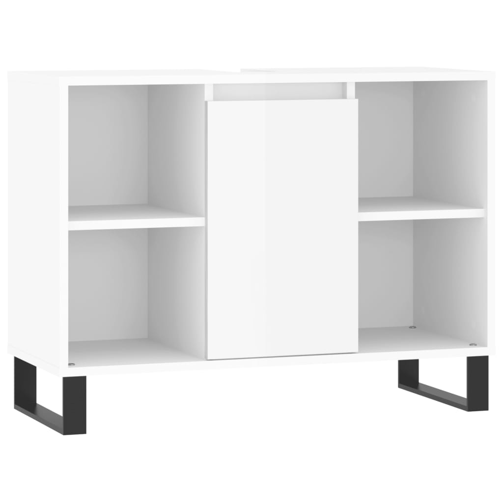 Armadietto Bagno Bianco Lucido 80x33x60cm in Legno Multistrato - homemem39