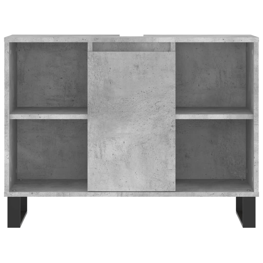 Armadietto da Bagno Grigio Cemento 80x33x60cm Legno Multistrato - homemem39